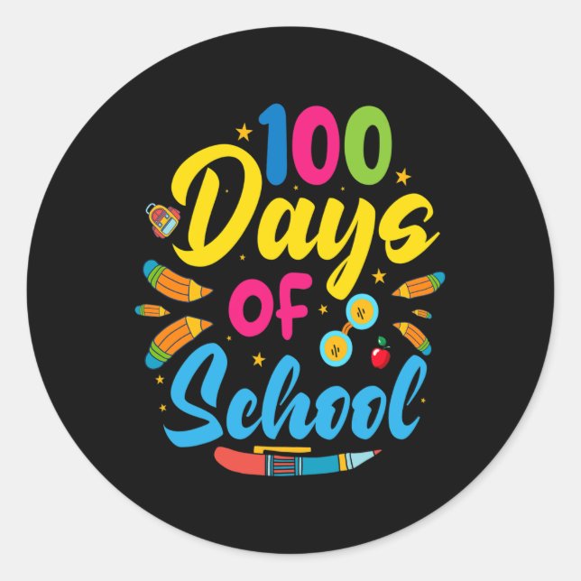 Sticker Rond 100 Jours D'École 100E Jour D'École (Devant)