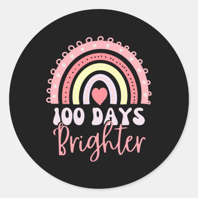 Sticker Rond 100 Jours D'École Arc-En-Ciel 100 Jours Plus Brigh (Devant)