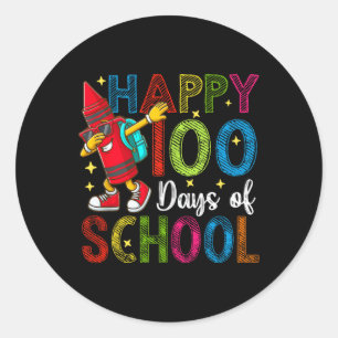 Sticker Rond 100 Jours D'École Colorée Dabbing Enseignant Crayo