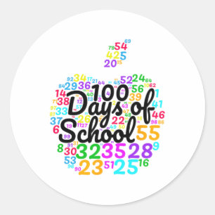 Sticker Rond 100 Jours D'École - Conception À Partir De Nombres