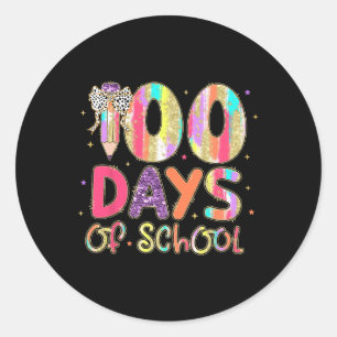 Sticker Rond 100 Jours D'École Coquette Crayon Enseignants Cray