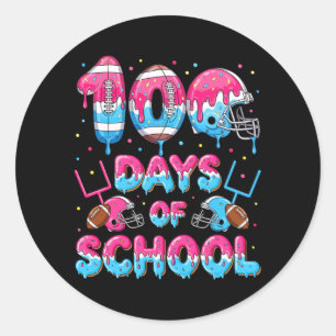 Sticker Rond 100 jours d'école de football font dégoulinant ens