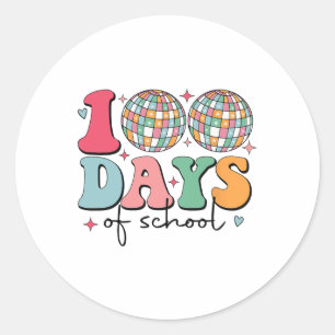 Sticker Rond 100 Jours D'École Disco Joyeux 100E Jour D'École
