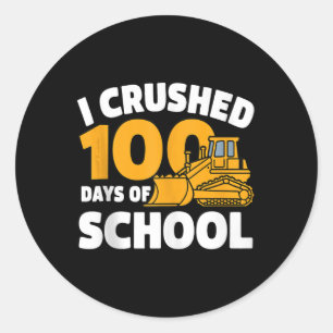 Sticker Rond 100 Jours D'École Enfants Garçons Construction Veh