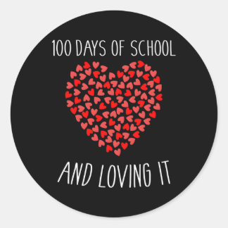 Sticker Rond 100 Jours D'École Et L'Aimer Avec Lui Pour 100E
