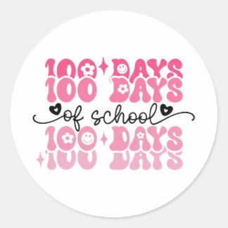 Sticker Rond 100 Jours D'école Groovy 100ème Jour Professeur Fi