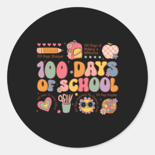 Sticker Rond 100 Jours D'École Joyeux 100E Jour D'Enseignement