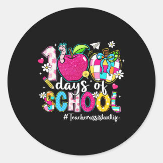 Sticker Rond 100 Jours D'école Pomme À Carreaux Enseignant Inst