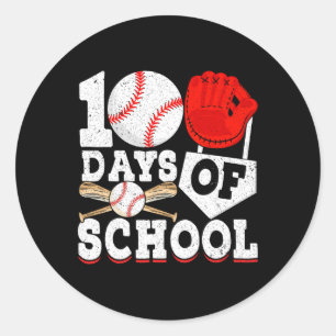 Sticker Rond 100 Jours D'École Pour Garçons Enfants Baseball 10