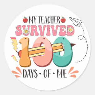 Sticker Rond 100 Jours d'école Rétro Super
