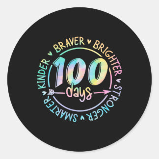 Sticker Rond 100 Jours D'École Smarter Kinder Plus Fort Brighte