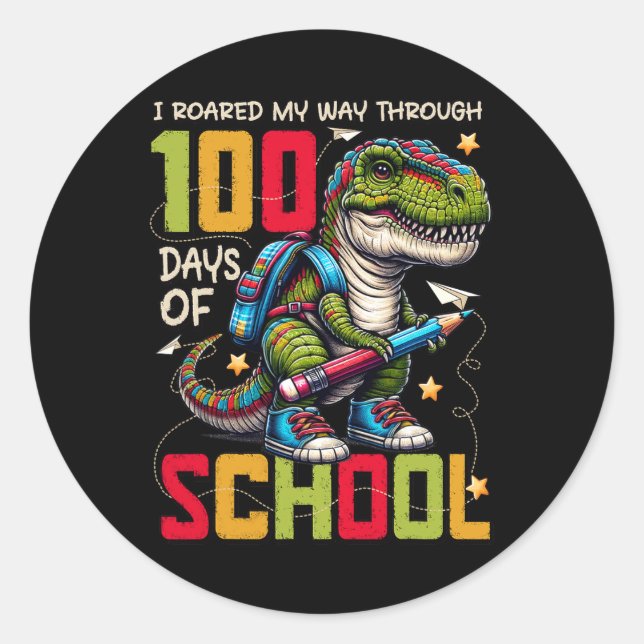 Sticker Rond 100 Jours D'École Trex 100 Jours Plus Smarter 100E (Devant)