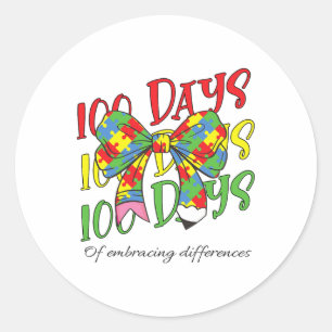 Sticker Rond 100 Jours D'Embrasser L'Autisme 100E Jour Stylo