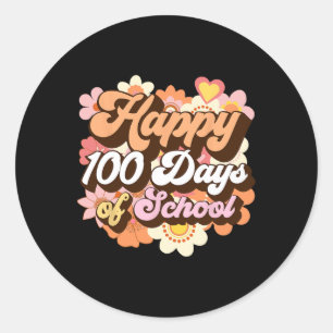 Sticker Rond 100 Jours D'Enseignant Enfants Retro Happy 100e