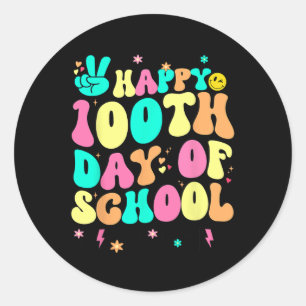 Sticker Rond 100 Jours D'Enseignant Filles Enfants 100E Jour De