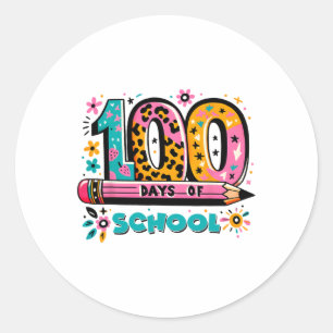 Sticker Rond 100 Jours D'Enseignant Pour Enfants Amusants À L'É