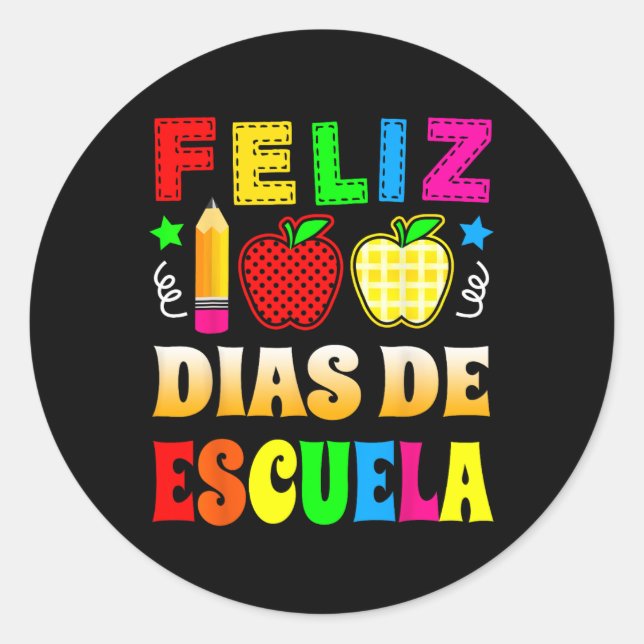 Sticker Rond 100 Jours D'Espagnol Scolaire - Feliz 100 Dias De  (Devant)