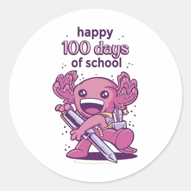 Sticker Rond 100 jours d'invitation scolaire (Devant)