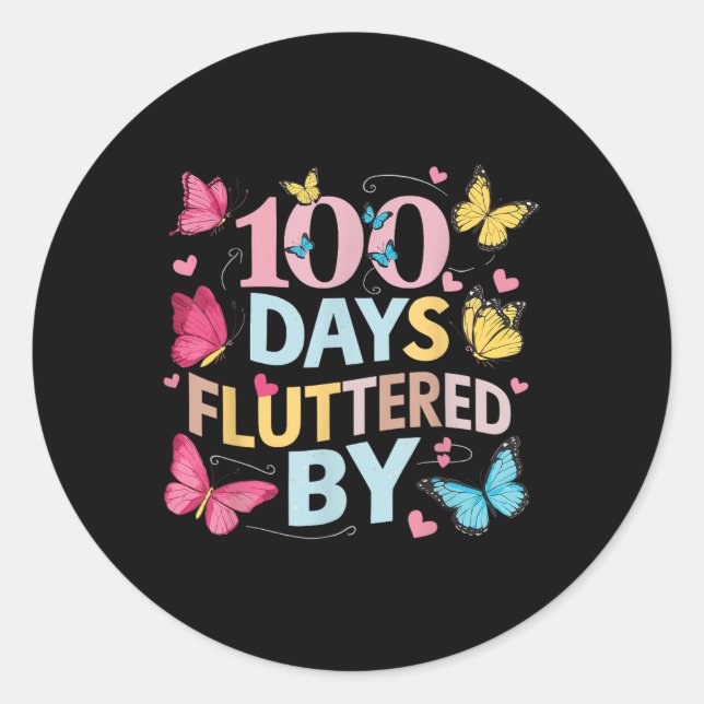 Sticker Rond 100 Jours Flutted By 100th Day Of School (Devant)