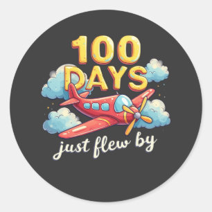 Sticker Rond 100 Jours Juste Volé En Avion 100 Jours D'École
