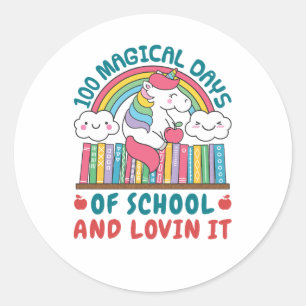 Sticker Rond 100 Jours magiques de l'école Unicorn