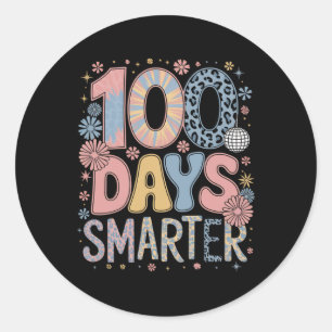 Sticker Rond 100 Jours Smarter Joyeux 100E Jour D'École Enfants