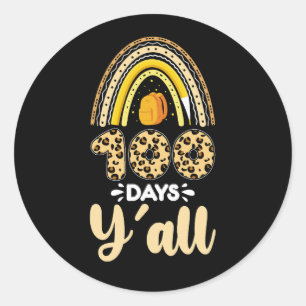 Sticker Rond 100 Jours Y'all 100e Jour De L'École Leopard
