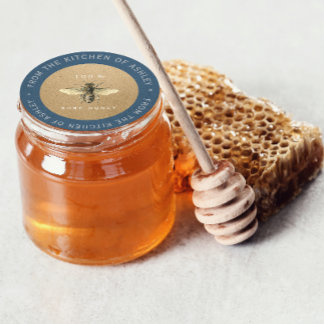 Sticker Rond 100% Miel fait maison Cuisine Bio Bee Bleu