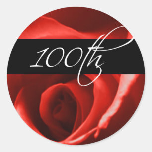 Sticker Rond 100e anniversaire Rose   100e anniversaire d'entre