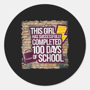 Sticker Rond 100e jour Amusant tenue filles et amp; Étudiant 10
