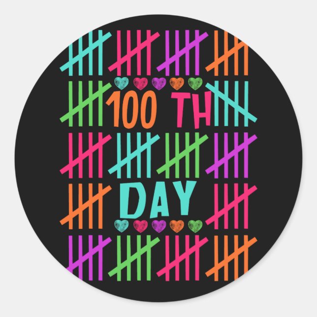 Sticker Rond 100E Jour De L'École 100E Jours bâton Maththème (Devant)