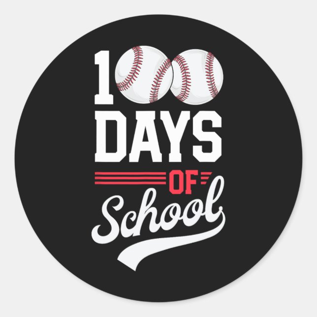 Sticker Rond 100e Jour De L'École Baseball 100 Jours Enfants (Devant)
