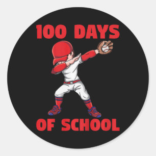 Sticker Rond 100E Jour De L'École Enfants Baseball 100 Jours De