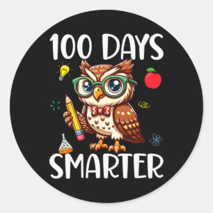 Sticker Rond 100E Jour De L'École Enseignant Chouette Pencil 10