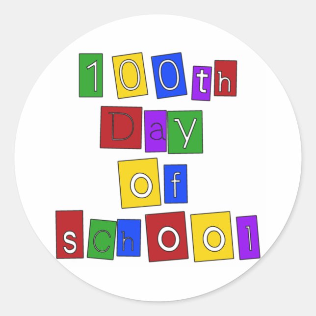 Sticker Rond 100e jour de lettres de l'école (Devant)