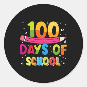 Sticker Rond 100E Jour D'Enseignants Scolaires Enfants Joyeux 1