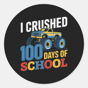 Sticker Rond 100ème Jour De Garçons D'École Enfants J'Ai Écrasé