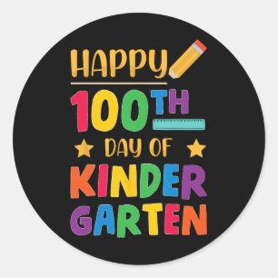 Sticker Rond 100ème Jour De Maternelle Mignonne Étudiante