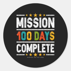 Sticker Rond 100ème Jour De Mission Chemises Scolaires 100 Jour