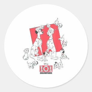 Sticker Rond 101 dalmatiens pongo perdita chiots famille