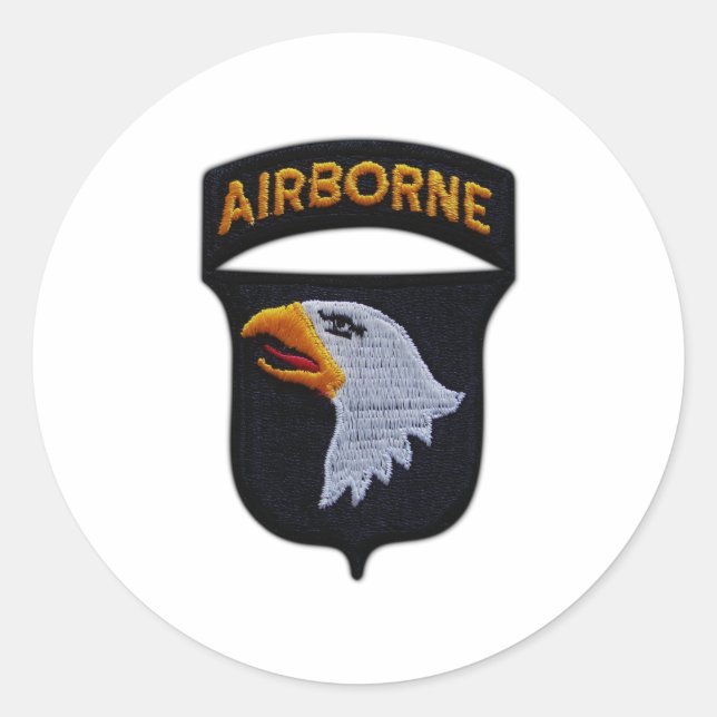 Sticker Rond 101e ABN Airborne hurlant Aigles Veterans LRRP (Devant)