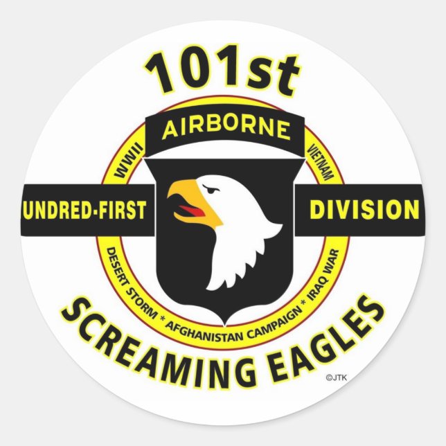 STICKER ROND 101E DIVISION AÉRONAUTIQUE "SCREAMING EAGLES" (Devant)