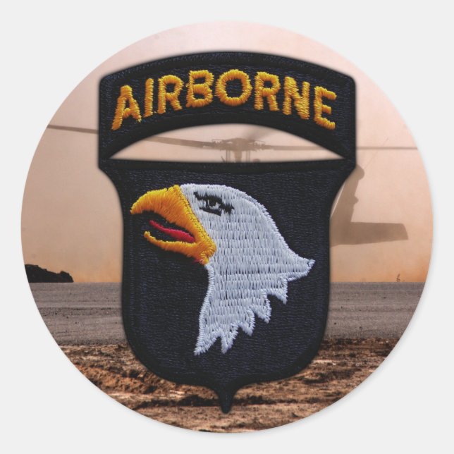 Sticker Rond 101e division aéroportée criant un timbre d'aigle (Devant)