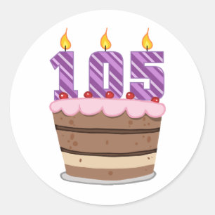 Sticker Rond 105 ans sur le gâteau d'anniversaire