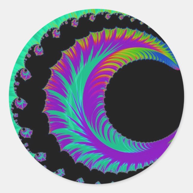 Sticker Rond 108-47 croissant de lune bleu et pourpre (Devant)