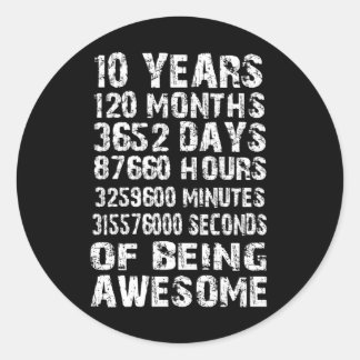 Sticker Rond 10 ans 120 mois d'être génial 10e anniversaire