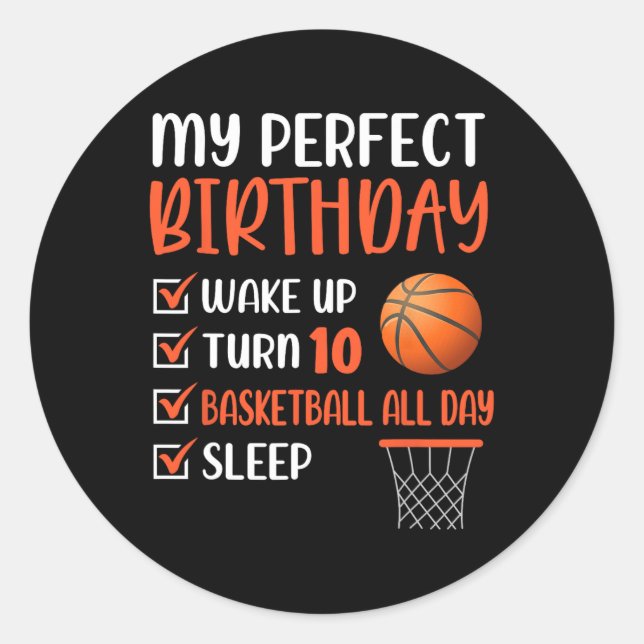 Sticker Rond 10 ans Basketball Anniversaire 10e Boy Bda (Devant)