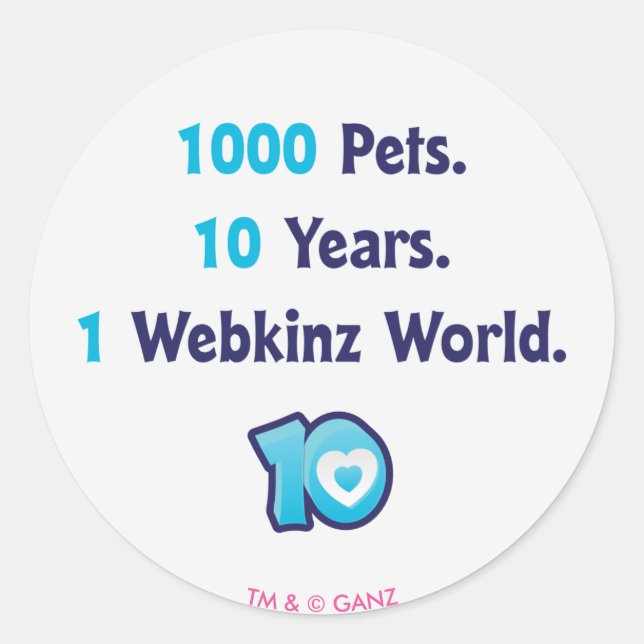 Sticker Rond 10 ans de stat de Webkinz (Devant)