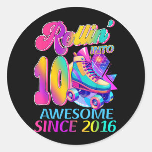 Sticker Rond 10 Ans Incroyable Depuis Anniversaire Thème Hockey