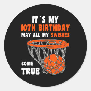 Sticker Rond 10 ans Joyeux 10e anniversaire Basketball 10e Bi